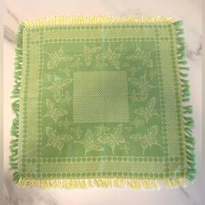 April Cornell Green/Yellow Handwoven Fringed Butterfly Cotton Napkins Set of 8